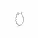 14K Gold Baguette Cluster Shape Diamond Oval Huggie Earrings