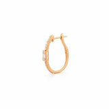 14K Gold Baguette Cluster Shape Diamond Oval Huggie Earrings