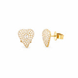 14K Gold Heart Pavé Pear Center Diamond Stud Earrings