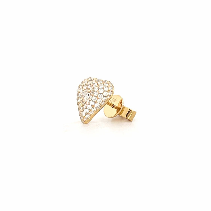 14K Gold Heart Pavé Pear Center Diamond Stud Earrings