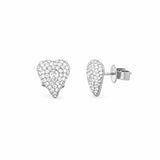14K Gold Heart Pavé Pear Center Diamond Stud Earrings