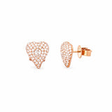 14K Gold Heart Pavé Pear Center Diamond Stud Earrings