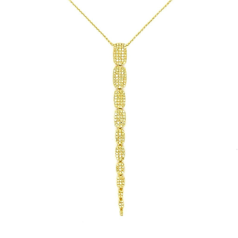 14K Gold Dangling Diamond Pavé Cushion Pendant Necklace