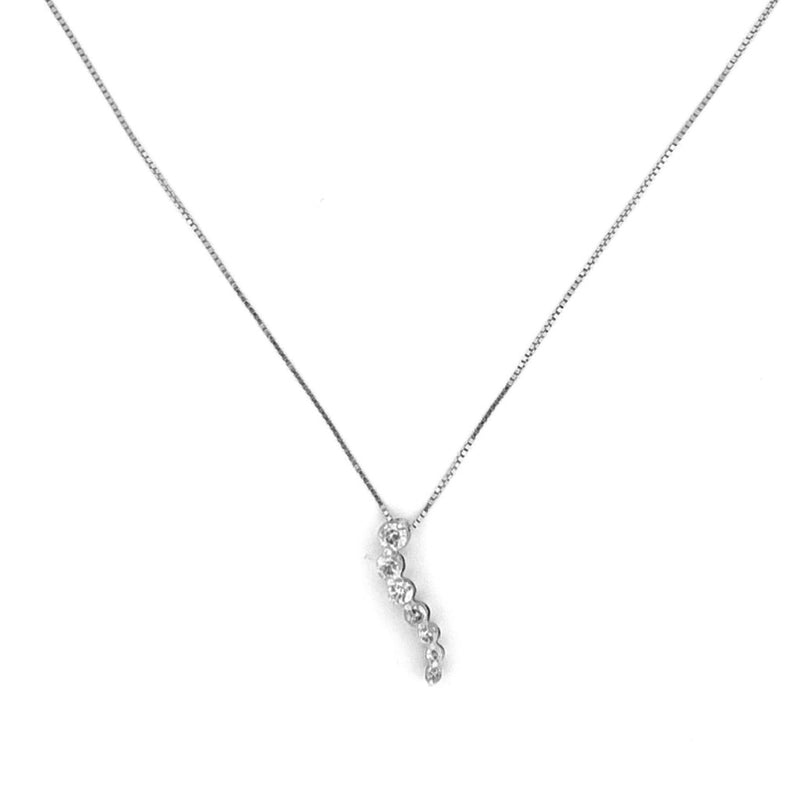 14K Gold Curvy Single Prong Diamond Pendant Necklace
