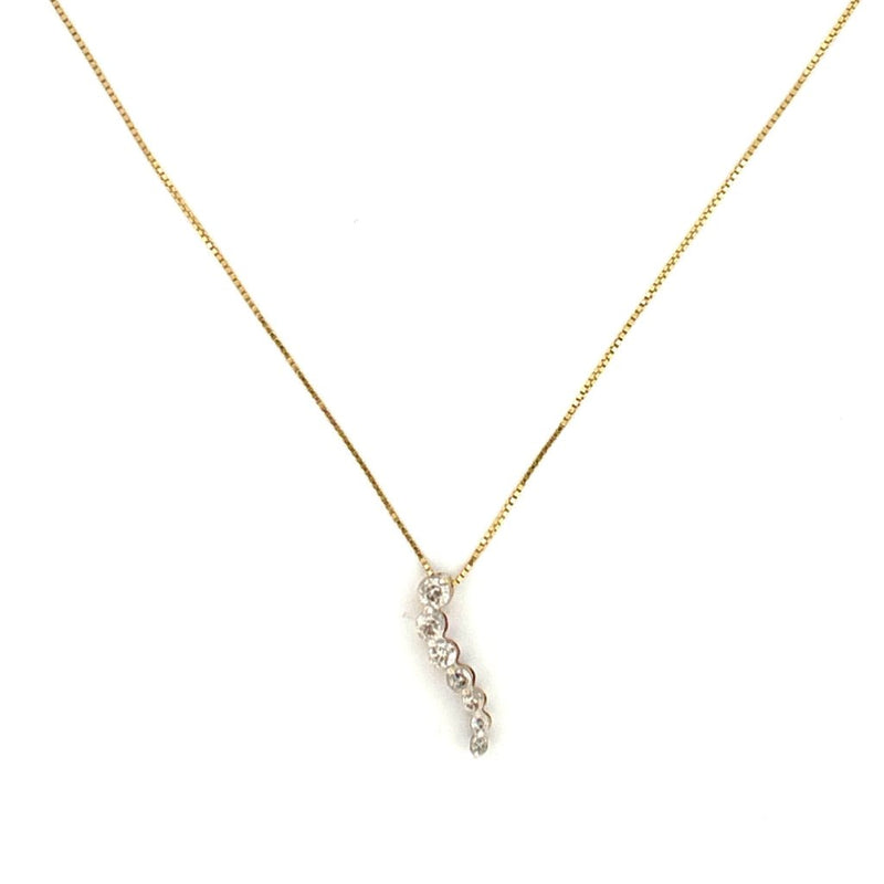 14K Gold Curvy Single Prong Diamond Pendant Necklace