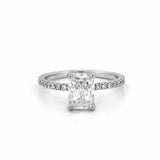 14K Gold 1.50 Carat Lab Grown Radiant Diamond Under Halo Engagement Ring