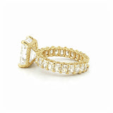 14K Gold 5.00 Carat Lab Grown Radiant Diamond U Prong and Emerald Setting w/ Diamond Prongs and Under Halo