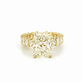 14K Gold 5.00 Carat Lab Grown Radiant Diamond U Prong and Emerald Setting w/ Diamond Prongs and Under Halo