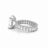 14K Gold 5.00 Carat Lab Grown Radiant Diamond U Prong and Emerald Setting w/ Diamond Prongs and Under Halo