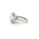 14K Gold Lab Grown Oval Cushion Natural Halo Setting Engagement Ring