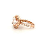 14K Gold Lab Grown Oval Cushion Natural Halo Setting Engagement Ring