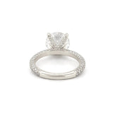 14K Gold 3.00 Carat Round Cut Lab Grown Diamond 3D Engagement Ring w/ Diamond Prongs