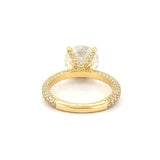 14K Gold 3.00 Carat Round Cut Lab Grown Diamond 3D Engagement Ring w/ Diamond Prongs