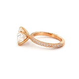 14K Gold 3.00 Carat Round Cut Lab Grown Diamond 3D Engagement Ring w/ Diamond Prongs