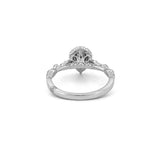 14K Gold Natural Pear Halo Cathedral Halo Engagement Ring w/ Marquise & Round Setting