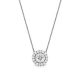14K Gold Inverted Diamond Round Halo Pendant Necklace