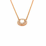 14K Gold Inverted Diamond Round Halo Pendant Necklace