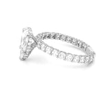 14K Gold Pear Shape Cluster Natural Diamond U Prong and Diamond Prong Engagement Ring w/ Under Halo