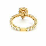 14K Gold Pear Shape Cluster Natural Diamond U Prong and Diamond Prong Engagement Ring w/ Under Halo