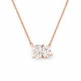 14K Gold Lab Grown Pear and Radiant Basket Set Pendant Necklace