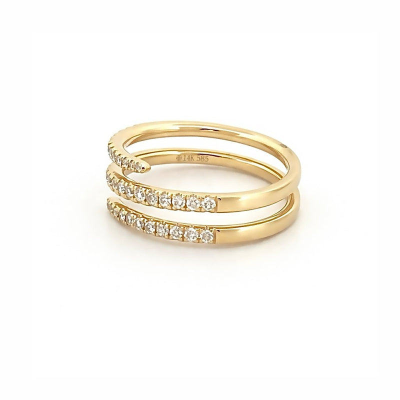 14K Gold Open Three Row Wrapped Diamond Band