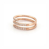 14K Gold Open Three Row Wrapped Diamond Band