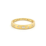14K Gold Spaced Baguette and Round Diamond Fashion Band