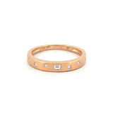 14K Gold Spaced Baguette and Round Diamond Fashion Band