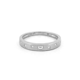 14K Gold Spaced Baguette and Round Diamond Fashion Band