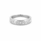 14K Gold Oblique Baguette and Round Diamond Fashion Band