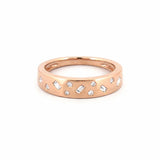 14K Gold Oblique Baguette and Round Diamond Fashion Band