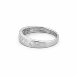 14K Gold Oblique Baguette and Round Diamond Fashion Band