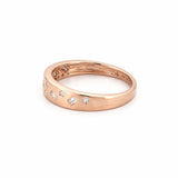 14K Gold Oblique Baguette and Round Diamond Fashion Band