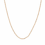 14K Gold Thin Diamond Cut Bar and Ball Necklace