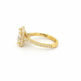 14K Gold 1.50 Carat Lab Grown Princess Two Initial 3D Cathedral Halo Engagement Ring