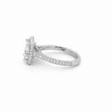 14K Gold 1.50 Carat Lab Grown Princess Two Initial 3D Cathedral Halo Engagement Ring