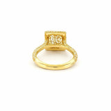 14K Gold 1.50 Carat Lab Grown Princess Two Initial 3D Cathedral Halo Engagement Ring
