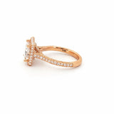 14K Gold 1.50 Carat Lab Grown Princess Two Initial 3D Cathedral Halo Engagement Ring