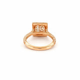 14K Gold 1.50 Carat Lab Grown Princess Two Initial 3D Cathedral Halo Engagement Ring