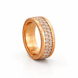 14K Gold Two Row Channel Set Mens Diamond Band w/ Diamond Walls