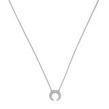 14K Gold South Crescent Diamond Pave Pendant Necklace