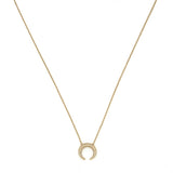 14K Gold South Crescent Diamond Pave Pendant Necklace