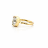 14K Gold 3.00 Carat Emerald Cut Moissanite Bezel Solitaire Engagement Ring