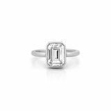 14K Gold 3.00 Carat Emerald Cut Moissanite Bezel Solitaire Engagement Ring