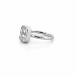 14K Gold 3.00 Carat Emerald Cut Moissanite Bezel Solitaire Engagement Ring