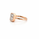 14K Gold 3.00 Carat Emerald Cut Moissanite Bezel Solitaire Engagement Ring