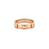 14K Gold Three Baguette Diamond Raised Bezel Band