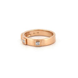 14K Gold Three Baguette Diamond Raised Bezel Band