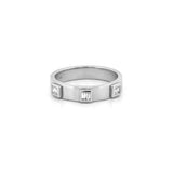 14K Gold Three Baguette Diamond Raised Bezel Band