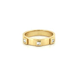 14K Gold Three Baguette Diamond Raised Bezel Band